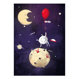 Plakat samoprzylepny Ilustracja - księżyc, kosmos 