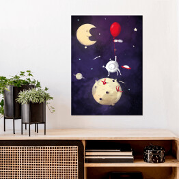 Plakat samoprzylepny Ilustracja - księżyc, kosmos 