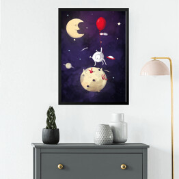 Obraz w ramie Ilustracja - księżyc, kosmos 