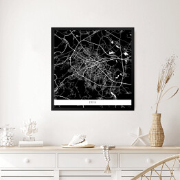 Obraz w ramie Mapa miast świata - Sofia - czarna