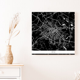 Obraz na płótnie Mapa miast świata - Sofia - czarna