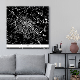 Obraz na płótnie Mapa miast świata - Sofia - czarna