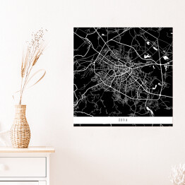 Plakat samoprzylepny Mapa miast świata - Sofia - czarna