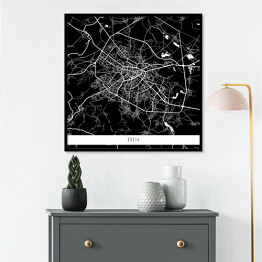 Plakat w ramie Mapa miast świata - Sofia - czarna