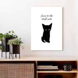 Obraz na płótnie Czarny kot z napisem "Come to the dark side"