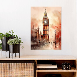 Plakat Big Ben. Londyn akwarela