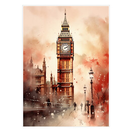 Plakat samoprzylepny Big Ben. Londyn akwarela