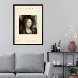 Obraz w ramie Leonardo da Vinci "Portret Ginevry Benci" - reprodukcja z napisem. Plakat z passe partout