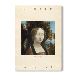 Leonardo da Vinci "Portret Ginevry Benci" - reprodukcja z napisem. Plakat z passe partout