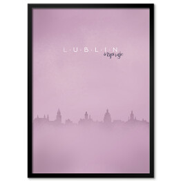 Plakat w ramie Lublin, panorama miasta