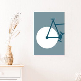 Plakat samoprzylepny Ilustrowane koło rowerowe z fragmentem ramy roweru
