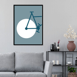 Plakat w ramie Ilustrowane koło rowerowe z fragmentem ramy roweru
