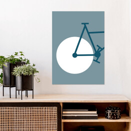 Plakat samoprzylepny Ilustrowane koło rowerowe z fragmentem ramy roweru