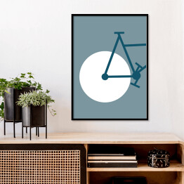 Plakat w ramie Ilustrowane koło rowerowe z fragmentem ramy roweru