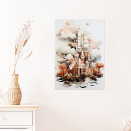 Plakat Bajkowy zamek w lesie 3D