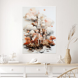 Plakat samoprzylepny Bajkowy zamek w lesie 3D