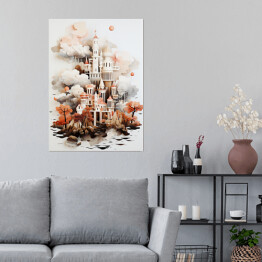 Plakat Bajkowy zamek w lesie 3D