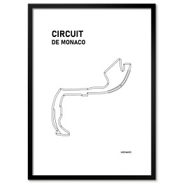 Plakat w ramie Circuit De Monaco - Tory wyścigowe Formuły 1 - białe tło