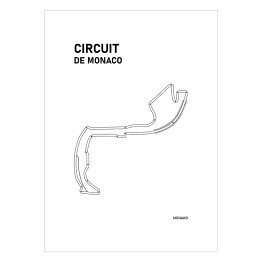 Plakat samoprzylepny Circuit De Monaco - Tory wyścigowe Formuły 1 - białe tło