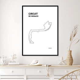 Plakat w ramie Circuit De Monaco - Tory wyścigowe Formuły 1 - białe tło