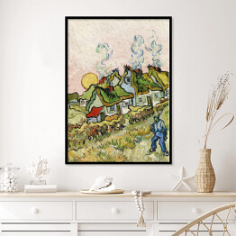 Plakat w ramie Vincent van Gogh Houses and Figure. Reprodukcja