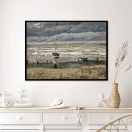 Plakat w ramie Vincent van Gogh Plaża w Scheveningen w burzową pogodę. Reprodukcja