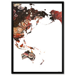 Plakat w ramie Kolorowa mapa świata z abstrakcyjnym wzorem