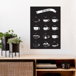 Plakat samoprzylepny "Zrób sobie kawę" - czarno biała ilustracja