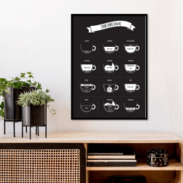 Plakat w ramie "Zrób sobie kawę" - czarno biała ilustracja