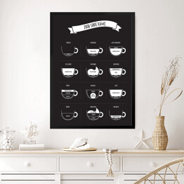 Obraz w ramie "Zrób sobie kawę" - czarno biała ilustracja