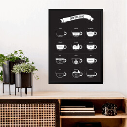 Obraz w ramie "Zrób sobie kawę" - czarno biała ilustracja