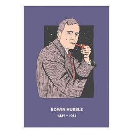 Plakat samoprzylepny Edwin Hubble - znani naukowcy - ilustracja