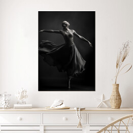 Plakat samoprzylepny Baletnica. Czarno białe zdjęcie