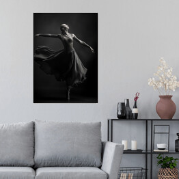 Plakat Baletnica. Czarno białe zdjęcie