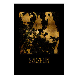 Plakat Czarno złota mapa - Szczecin