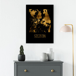 Obraz klasyczny Czarno złota mapa - Szczecin