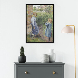 Plakat w ramie Camille Pissarro Kobieta i dziecko przy studni. Reprodukcja