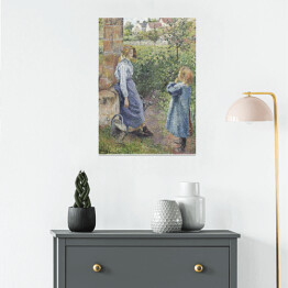 Plakat samoprzylepny Camille Pissarro Kobieta i dziecko przy studni. Reprodukcja