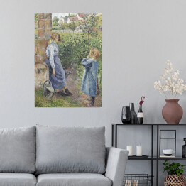 Plakat Camille Pissarro Kobieta i dziecko przy studni. Reprodukcja