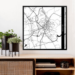 Obraz w ramie Mapa miast świata - Prisztina - biała