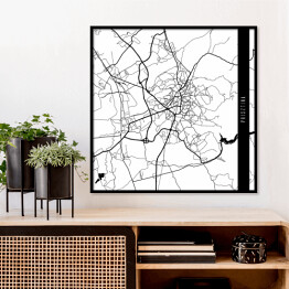 Plakat w ramie Mapa miast świata - Prisztina - biała
