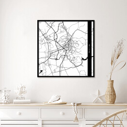 Plakat w ramie Mapa miast świata - Prisztina - biała