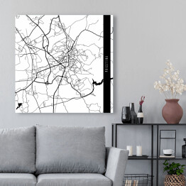 Obraz na płótnie Mapa miast świata - Prisztina - biała