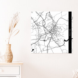 Plakat samoprzylepny Mapa miast świata - Prisztina - biała