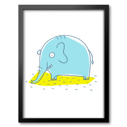 Obraz w ramie Niebieski słonik - ilustracja