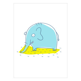 Plakat samoprzylepny Niebieski słonik - ilustracja