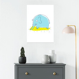 Plakat samoprzylepny Niebieski słonik - ilustracja