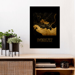 Plakat Czarno złota mapa - Bydgoszcz