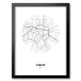 Obraz w ramie Mapa Lublina w kole