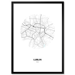 Plakat w ramie Mapa Lublina w kole